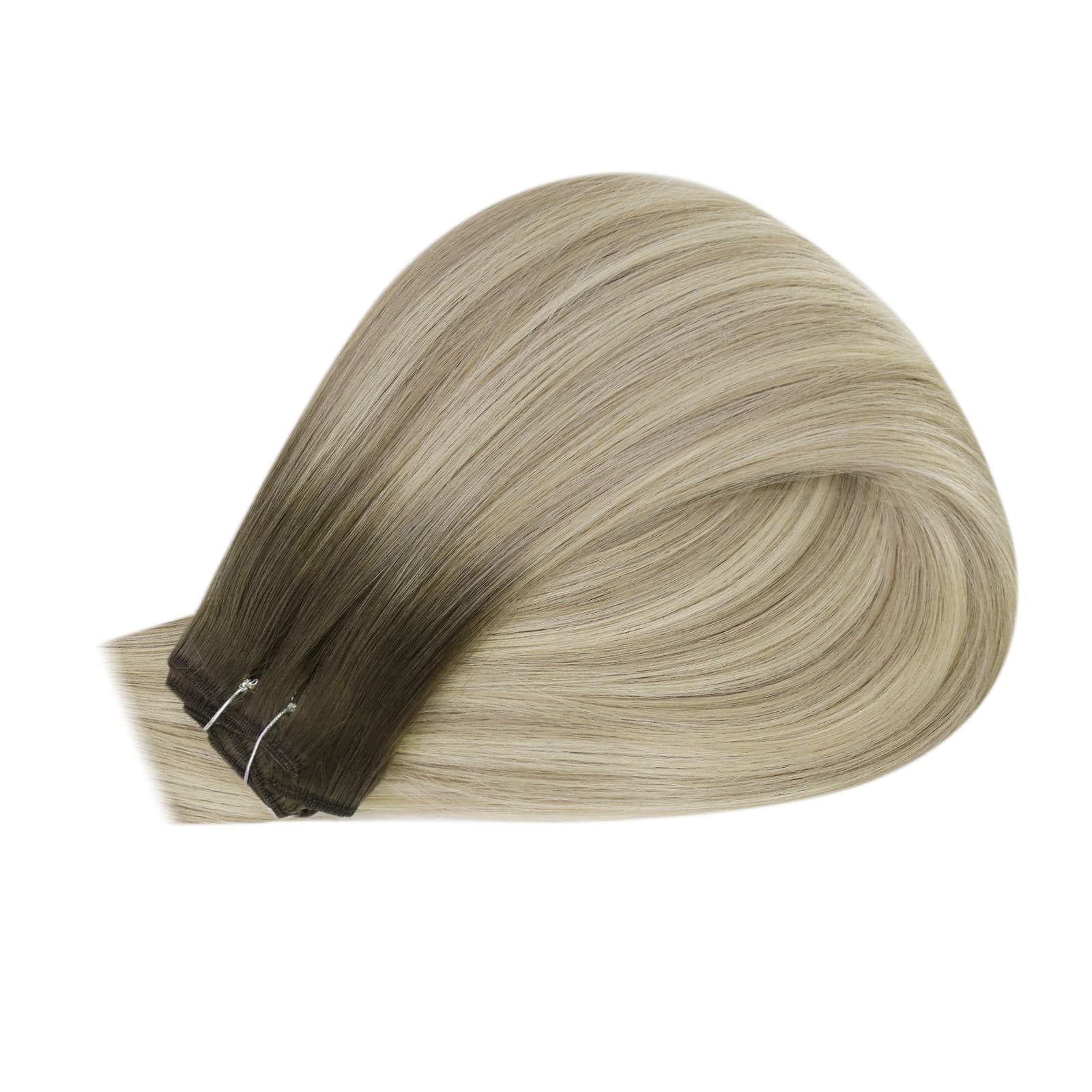 Virgin Human Hair Clip In Extensions Balayage Brown Blonde - Image 2